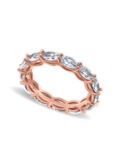 Hoops & Loops Rose Gold Flashed Sterling Silver Cubic Zirconia 5X3Mm Ovalcut Eternity Band Ring  - Image 1