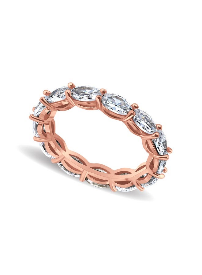 Hoops & Loops Rose Gold Flashed Sterling Silver Cubic Zirconia 5X3Mm Ovalcut Eternity Band Ring - Image 1