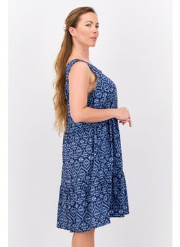 Swiss Alps Women All Over Print Mini Dress, Navy  - Image 2