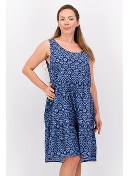 Swiss Alps Women All Over Print Mini Dress, Navy  - Image 1