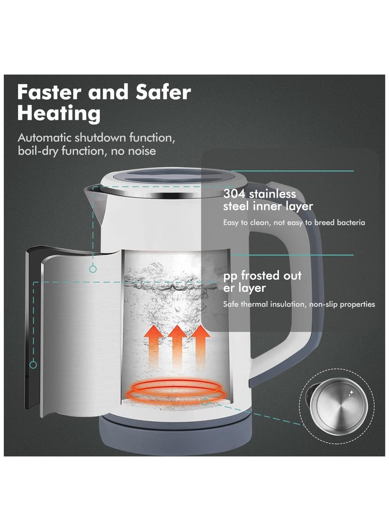 0.8L Small Electric Kettle, 600W Fast Boil Stainless Steel Portable Travel Kettle for Boiling Water Double-wall Tea Kettle, Auto-off Dry Protection - Image 4