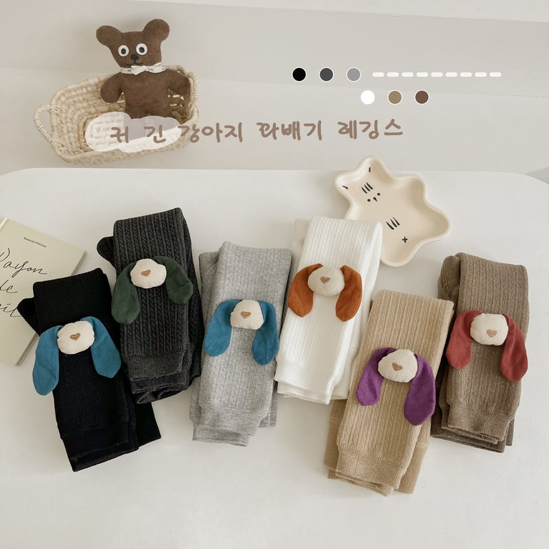 Fleece-Lined Children'S Pants Women'S Thickened Solid Color Korean Style Long Ears Rabbit Children'S Leggings Girls Baby Cropped Trousers - Image 3