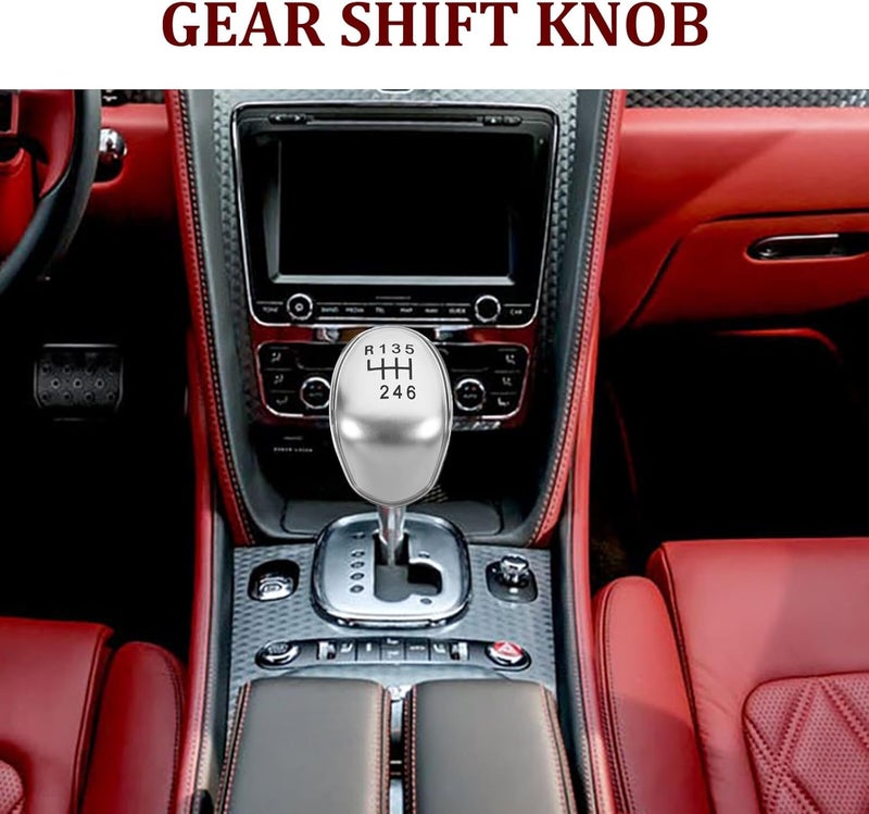 FUOYLOO Car Gear Lever Stick Handle 6-Speed Manual Shift Knob Replacement Cap for Compact Hatchback Fiesta Model Silver Gear Stick Knob Insert Cover for Manual Transmission - Image 3