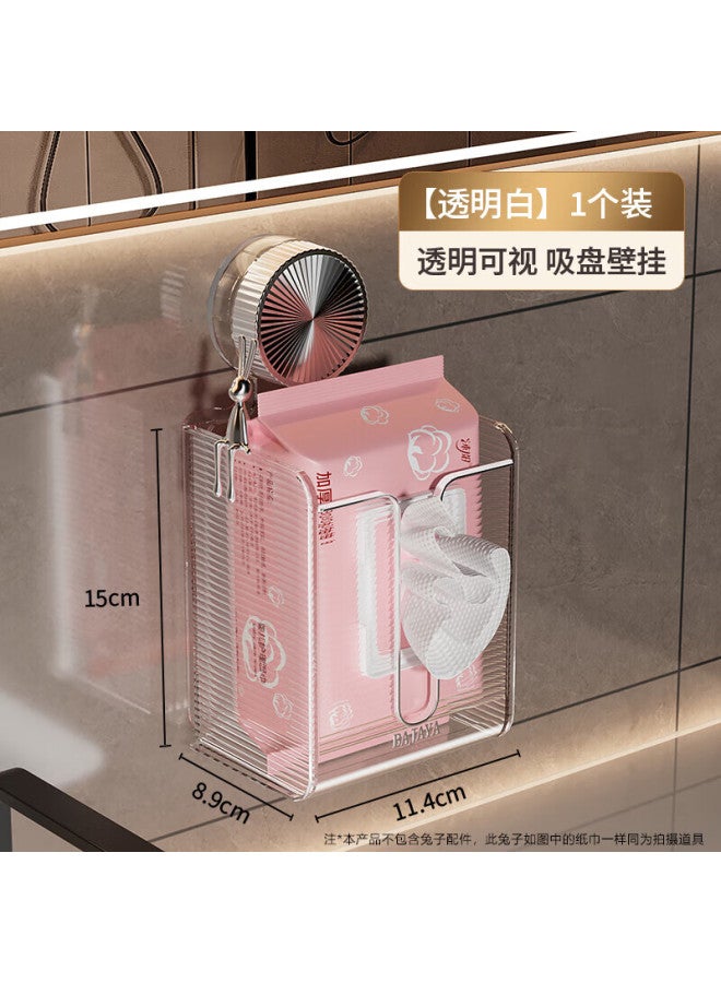 Jialifang Suction Cup Wet Wipe Storage Box, Bathroom Wet Toilet Paper Holder, Kitchen Tissue Dispenser, Wall-mounted Transparent Color, 1 Piece