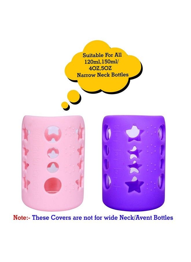 The Little Lookers Baby Feeding Bottle Silicone Warmer Cover Sleeve Holder Insulated Protection For Newborns Infants Babies (Pack Of 2) (Pink & Purple 120 Ml)  - Image 3
