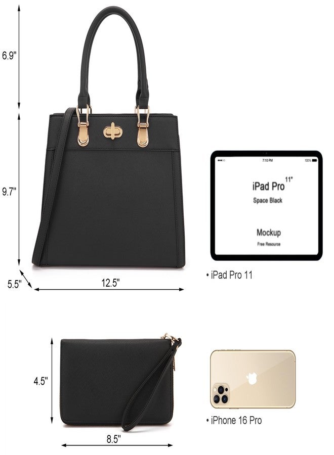 Soperwillton Purse Set Women Tote Handbag Shoulder Bag Top Handle Satchel Work Bag Crossbody Matching Wallet 2pcs - Image 5