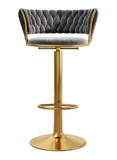 Modern Velvet Adjustable Barstools 360° Swivel Counter Stools with Golden Base Upholstered Open Back Tall Bar Chairs with Footrest for Home Pub Kitchen