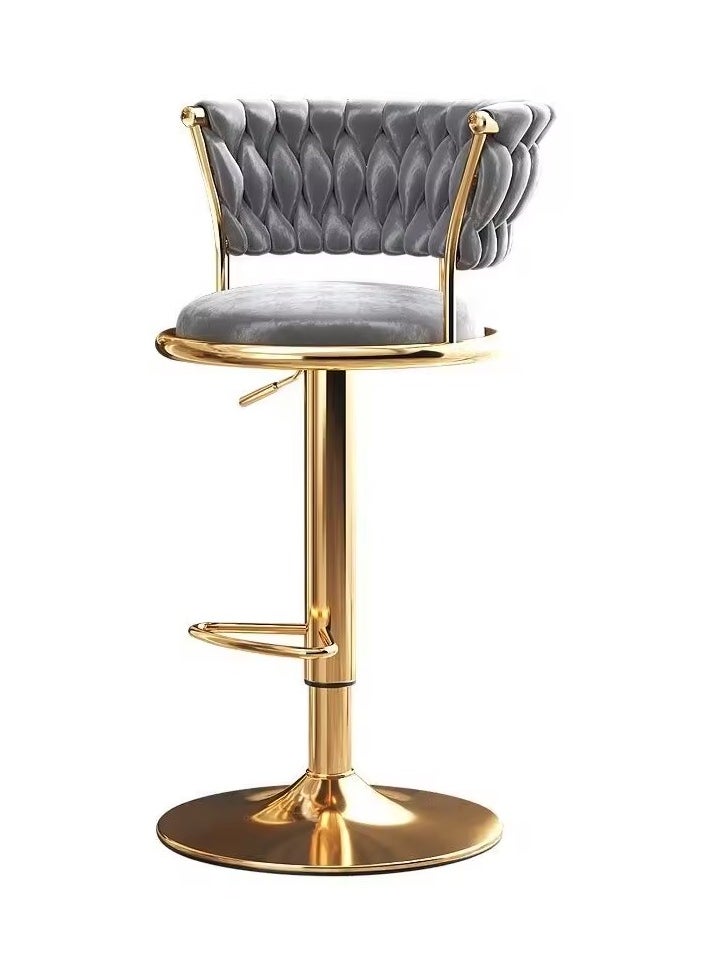 DubaiGallery - Modern Velvet Adjustable Barstools 360° Swivel Counter Stools with Golden Base Upholstered Open Back Tall Bar Chairs with Footrest for Home Pub Kitchen - Image 1