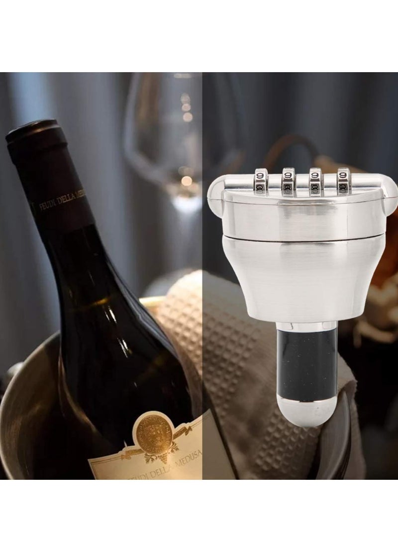 Excefore Wine Bottle Combination Lock,Keep Your Wine Fresh and Secure with Our 4-Digit Combination Lock Stopper,Zinc Alloy Bottle Stopper Bottle Sealed - Image 3