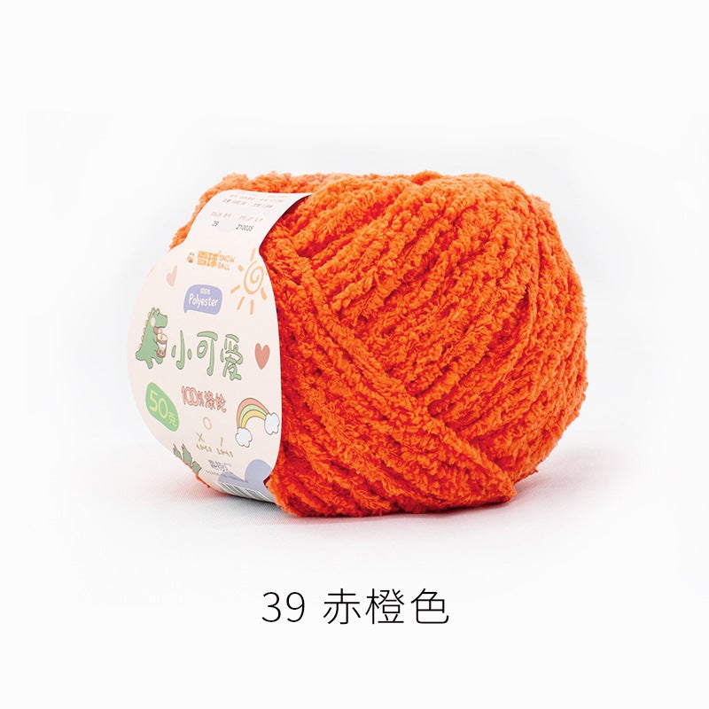 Snowball Cute Wool Fleece Short Fleece Coral Fleece Hairpin DIY Handmade Crochet Doll Aimeng 39 red orange 50g