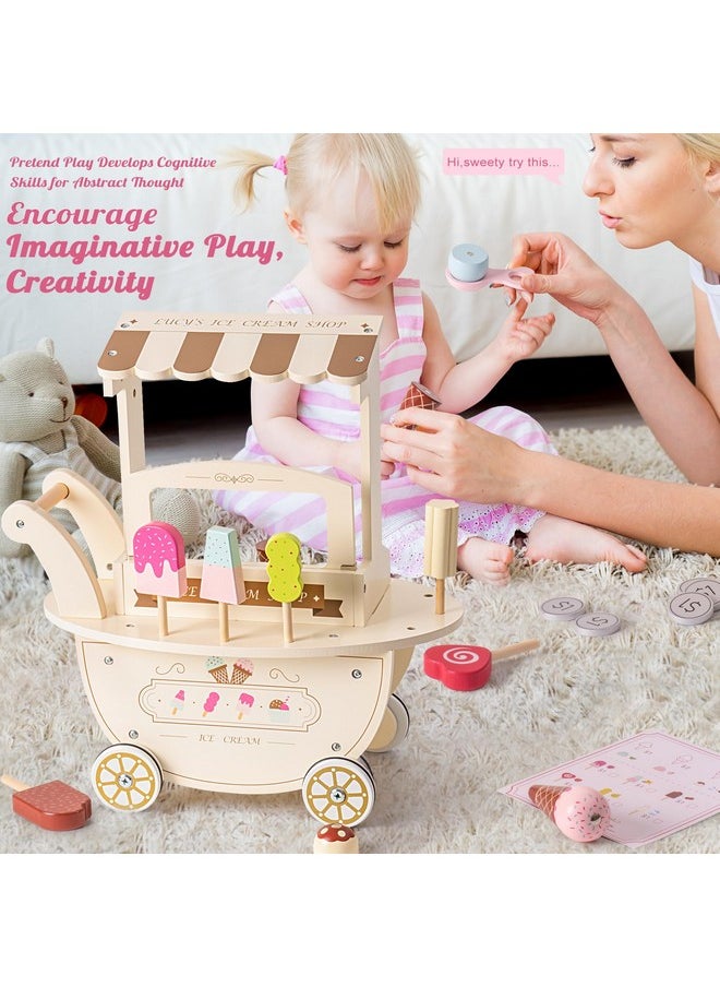 Robotime Wooden Ice Cream Cart Play Set For Kids Toddlers Pretend Play Kitchen Food Toy Gift For Ages 3+  - Image 2