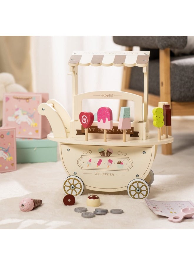 Robotime Wooden Ice Cream Cart Play Set For Kids Toddlers Pretend Play Kitchen Food Toy Gift For Ages 3+  - Image 4