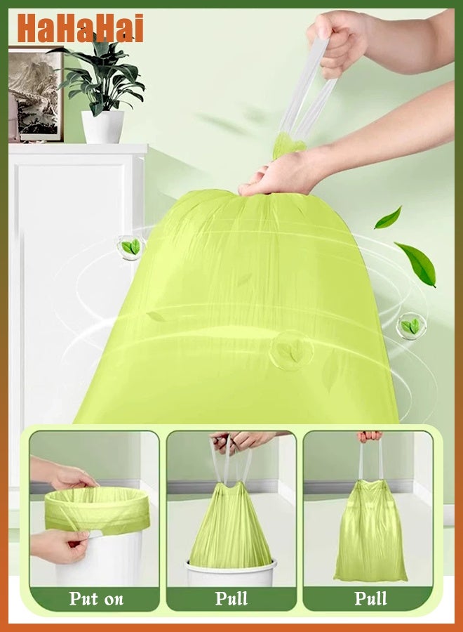 HaHaHai 4 Gallon Mugwort Scented Drawstring Trash Bags, Extra Thick, Tear-Resistant, Antibacterial Silver Ion Garbage Bags for Kitchen, Bathroom, Bedroom, Leak-Proof , 2 Rolls 200 Bags, 45×45cm - Image 2