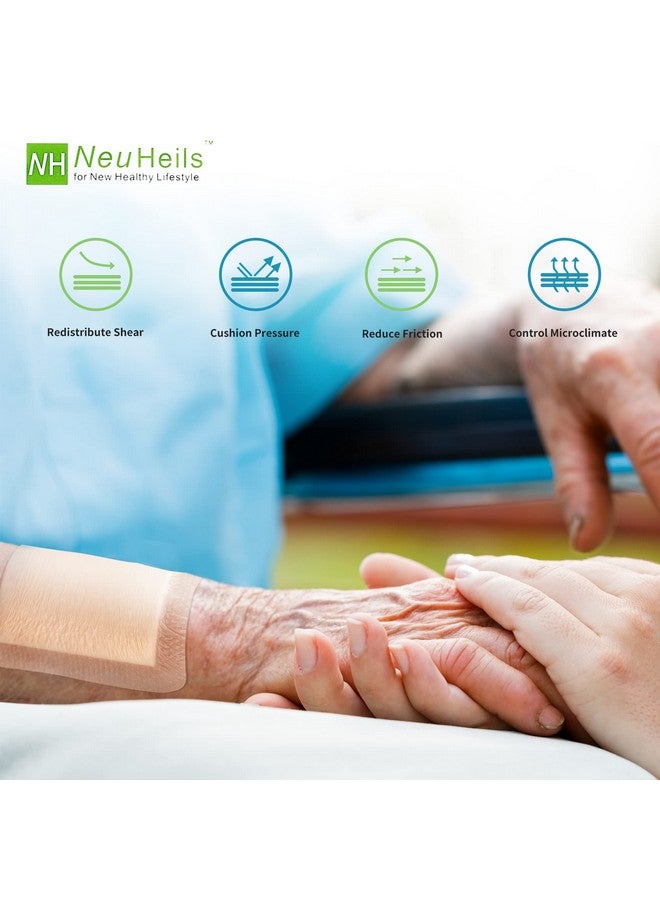 NEUHEILS NeuHeils Silicone Adhesive Foam Dressing Bandage with Gentle Border 6 x 6 inch for Bed Sore Leg Ulcer, 5 Pack, High Absorbency Waterproof Silicone Wound Bandage for Pressure Ulcer - Image 4