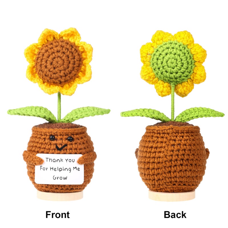 Lamyba Teacher Valentine Gifts Teacher Gifts for Women,Handmade Sunflower Crochet Doll Gift Set with Inspirational Card,Bracelet & Keychain,Teacher Appreciation Gifts,Thank You End of Year Gift Box - Image 3