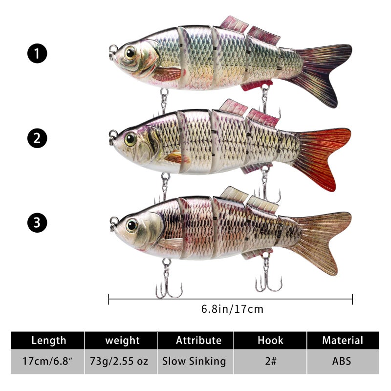 TRUSCEND Fishing Lures for Bass Trout Segmented Multi Jointed Swimbaits Slow Sinking Swimming Lures for Freshwater Saltwater Fishing Lures Kit - Image 2
