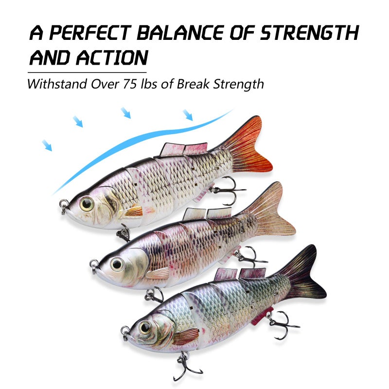 TRUSCEND Fishing Lures for Bass Trout Segmented Multi Jointed Swimbaits Slow Sinking Swimming Lures for Freshwater Saltwater Fishing Lures Kit - Image 4