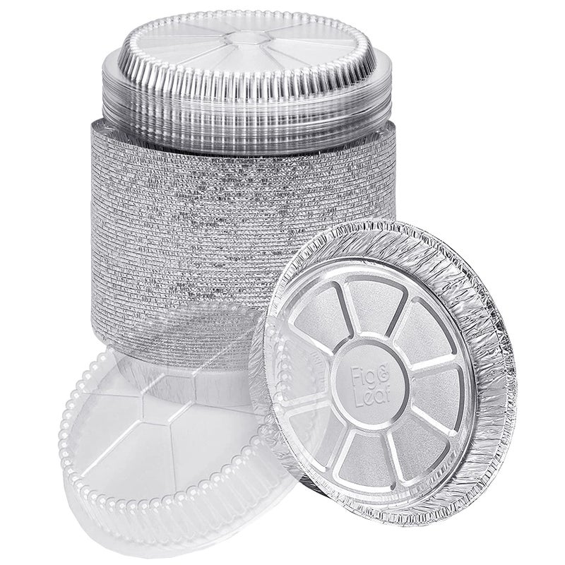 40 Pack Premium 6Inch Round Foil Pans with Plastic Dome Lids l Heavy Duty l Disposable Aluminum Tin for Roasting Baking or Cooking