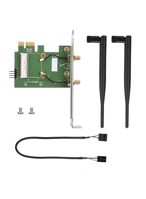 Wireless Wifi Network Adapter Card Mini PCI-EX1 to PCI-E Desktop Adapter with 2 Antennas
