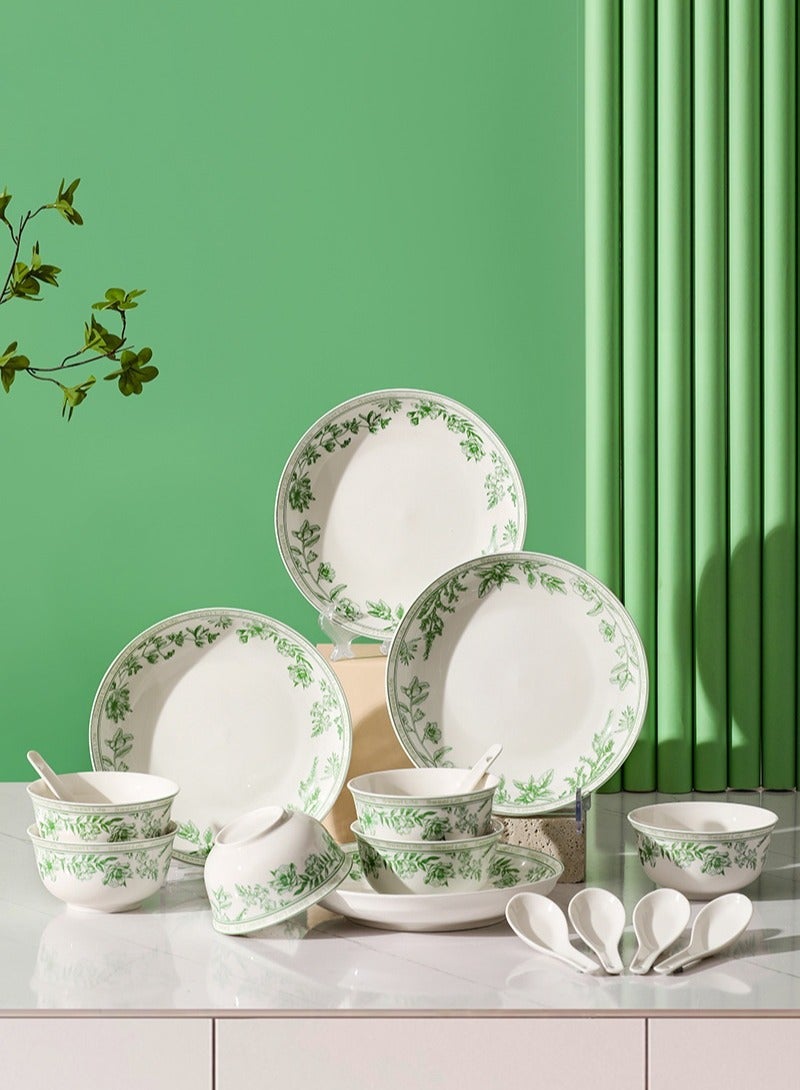 آي كي طقم أدوات مائدة سيراميك بطراز الريف الفرنسي – 16 قطعة – حرق بدرجة حرارة عالية – علبة هدايا لـ 6 أشخاص - Image 1