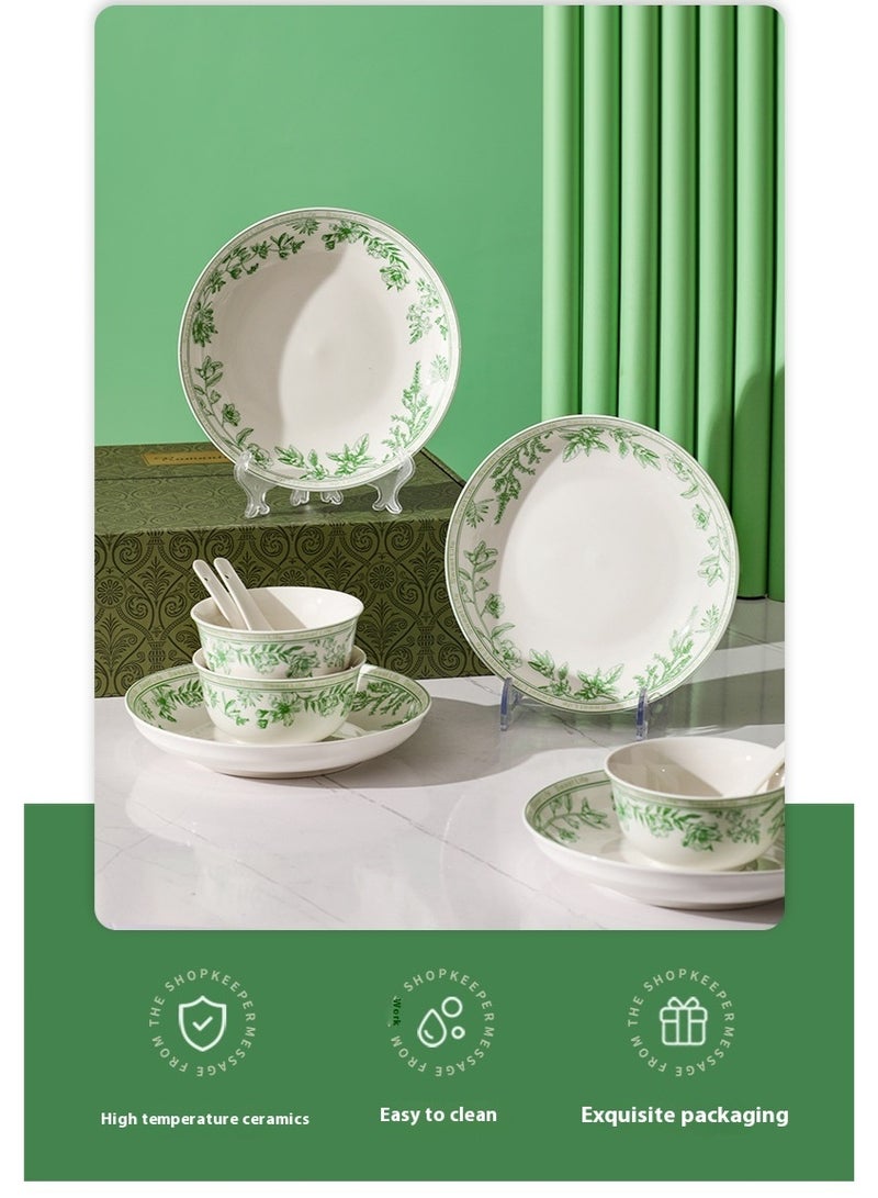 آي كي طقم أدوات مائدة سيراميك بطراز الريف الفرنسي – 16 قطعة – حرق بدرجة حرارة عالية – علبة هدايا لـ 6 أشخاص - Image 5