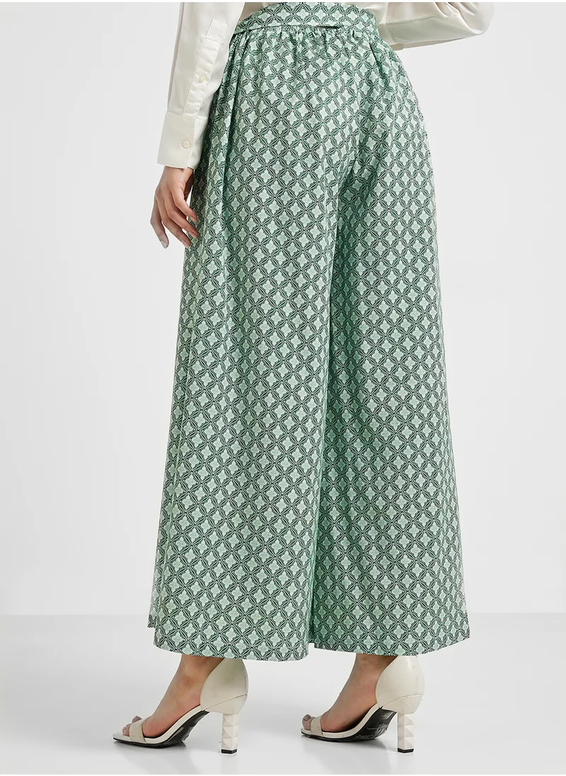 Khizana Printed Pants With Wiast Tie Up