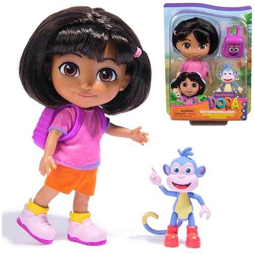 Dora, Best Friends Dora & Boots Set, 6-inch Doll with Clothes, Backpack & Boots Toy Figure, Kids Toys for Girls & Boys Ages 3 and Up - Image 1