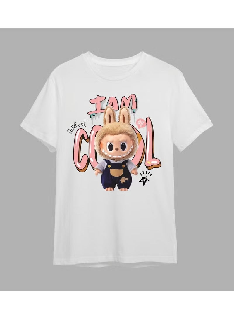 لابوبو تي شيرت لابوبو أنا مثالي ورائع - تي شيرت لابوبو بأكمام قصيرة للجنسين، ملابس كاجوال لطيفة وعصرية من القطن الخالص باللون الأبيض