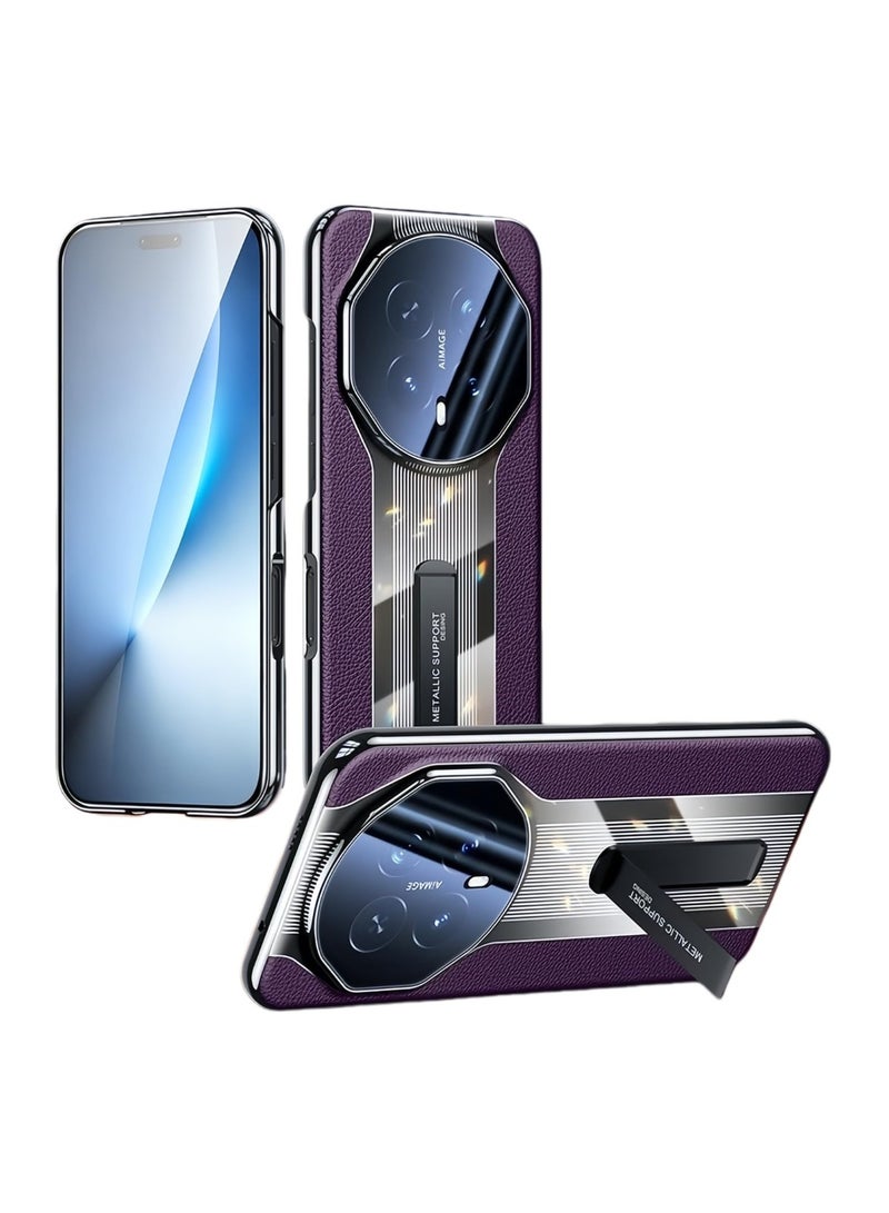 Case Compatible with Honor Magic 8 Pro 5G Porsche Design Genuine Leather Hard PC Shockproof Back Cover, Luxury Business Galvanize Stand Case with Camera Protection