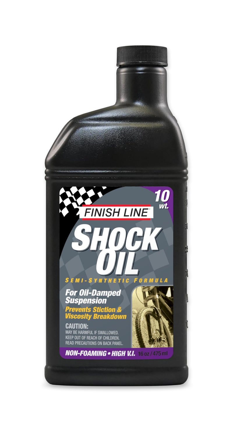 Finish Line 10wt Suspension Shock Oil – Premium Semi-Synthetic Non-Foaming Fluid for All Bicycle Forks and Seals – Consistent Damping and Race Proven Performance – 16oz Bottle - Image 1