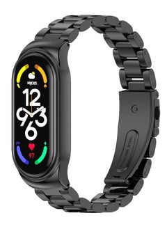 Generic strap Compatible with  Xiaomi Mi Band 5/6, Stainless Steel Watch Band Metal Replacement Bracelet Wristband  for Xiaomi Mi Smart Xiaomi Mi Band 5/6 black  - Image 1