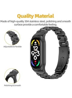 Generic strap Compatible with  Xiaomi Mi Band 5/6, Stainless Steel Watch Band Metal Replacement Bracelet Wristband  for Xiaomi Mi Smart Xiaomi Mi Band 5/6 black  - Image 2