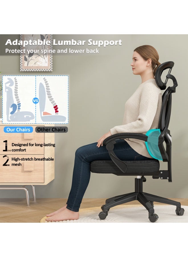 Lovesac Ergonomic Gaming Office Chair, Computer High Back Chair with Dual Back Design - Individual Lumbar Pillow, 3D Armrests, Adjustable Headrest and Comfortable Thick Cushion (Black) - Image 3