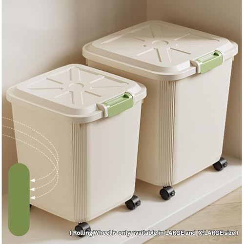 Ash  Roh Ash & Roh Large Plastic Storage Bin with Lid and Wheels, Airtight Rolling Container for Pet Food, Grains, Toys, and Pantry Items (27KG -X Large (WITH WHEELS)) - Image 4