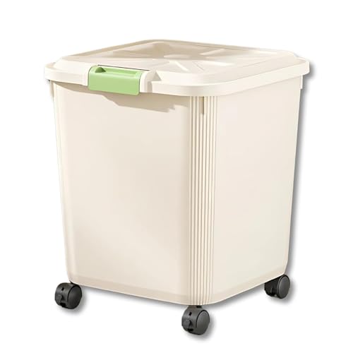Ash  Roh Ash & Roh Large Plastic Storage Bin with Lid and Wheels, Airtight Rolling Container for Pet Food, Grains, Toys, and Pantry Items (27KG -X Large (WITH WHEELS)) - Image 1