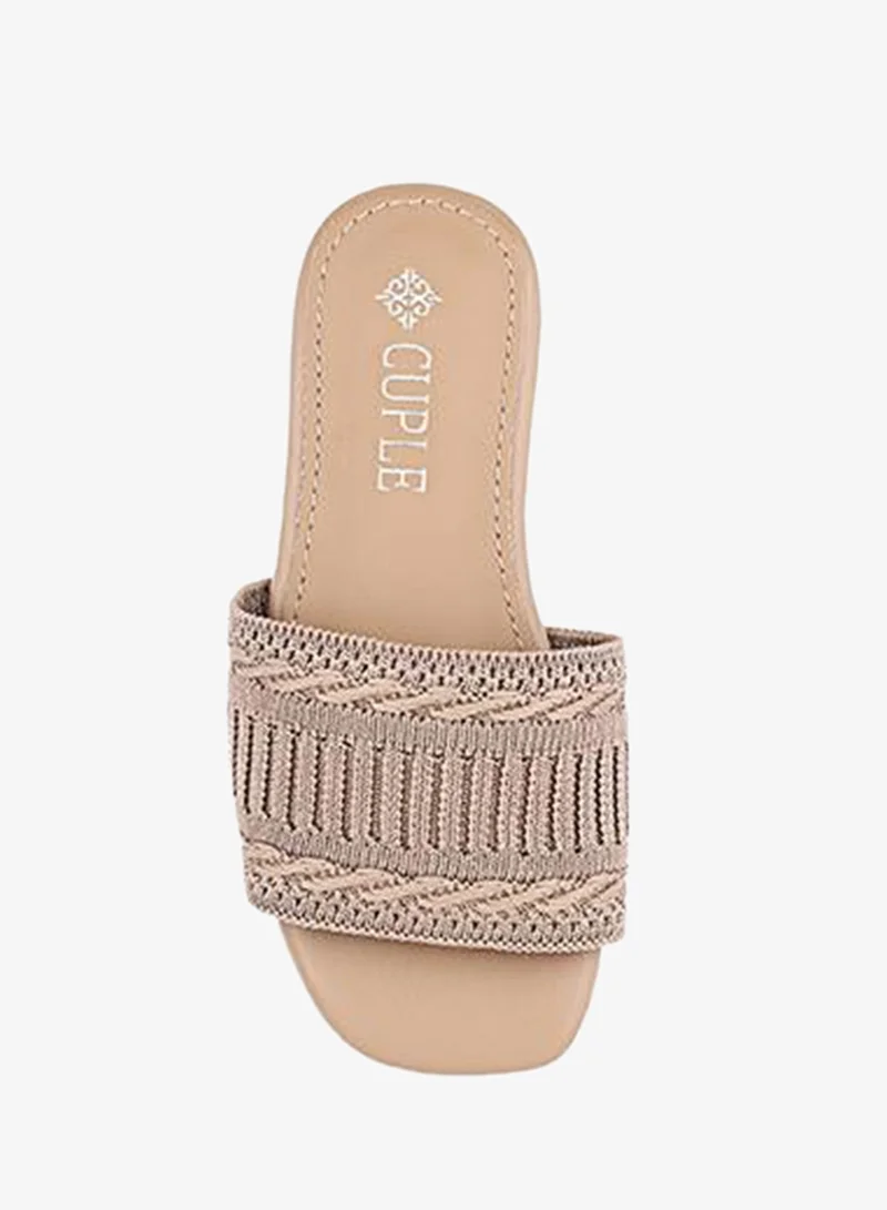 Cuple Beige Girls Flat Slides for Women | Best Price UAE