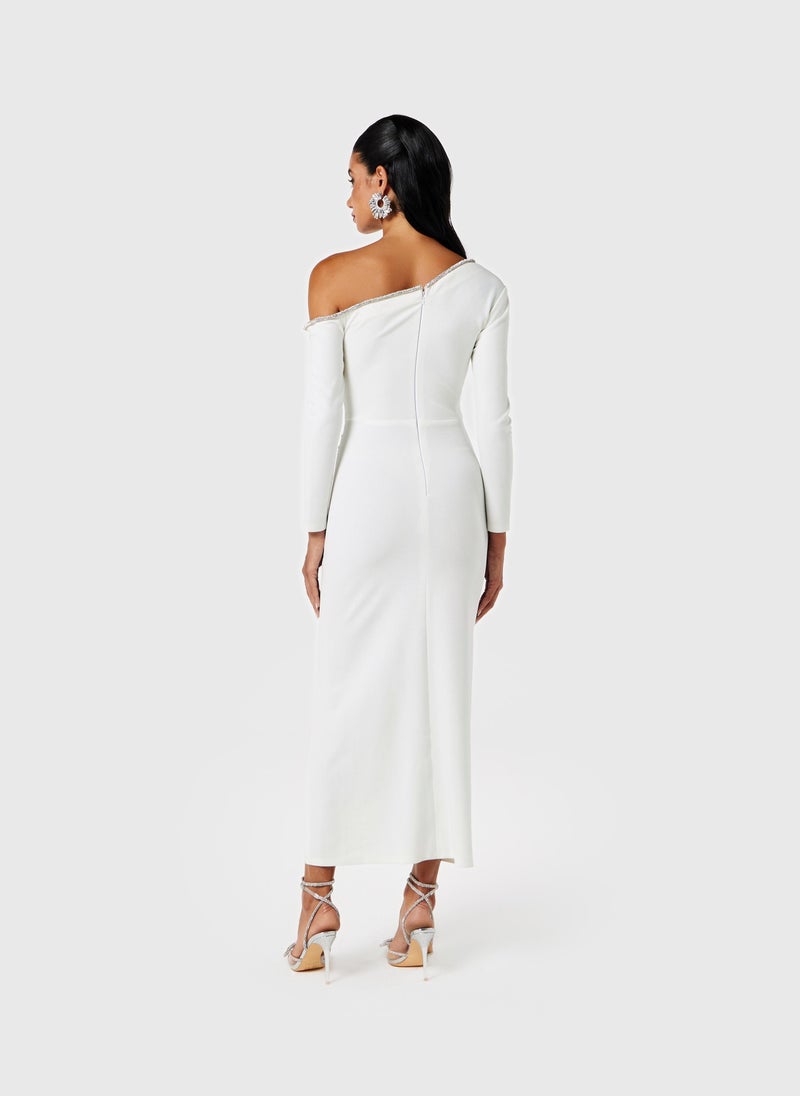 Threadz by Ajooni - Asymmetric Embellished Neck Slit Dress - Image 1