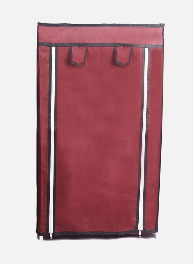 Ebee Plastic 4 Shelves Cloth Cabinet (Maroon) - Image 3