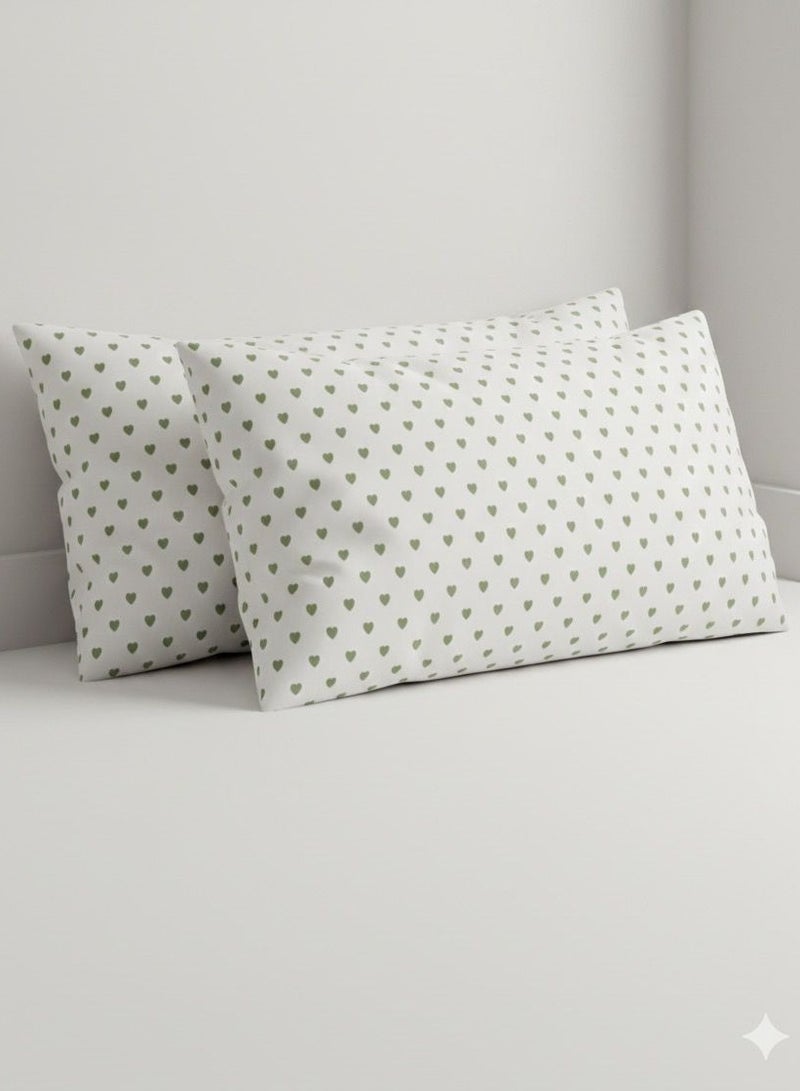 Yarlin-Pack of 2 Small Pillowcases 50*70 (Mini Olive Hearts) Design