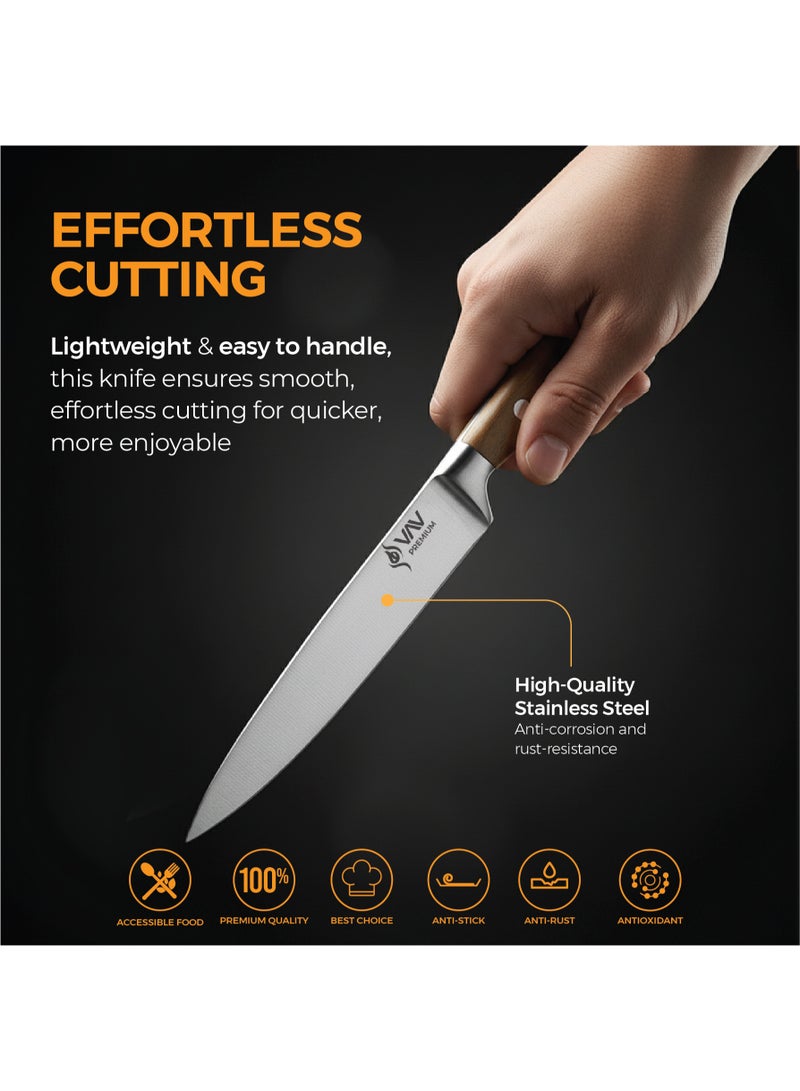 VAV GET Premium 5-inch Utility Knife. Comfortable Walnut Wood Handle and Professional Stainless Steel with Long-Lasting Sharpness. - Image 2