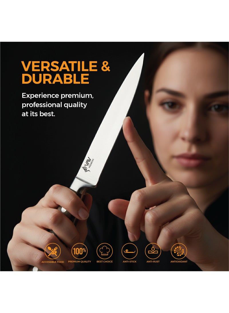VAV GET Premium 5-inch Utility Knife. Comfortable Walnut Wood Handle and Professional Stainless Steel with Long-Lasting Sharpness. - Image 3