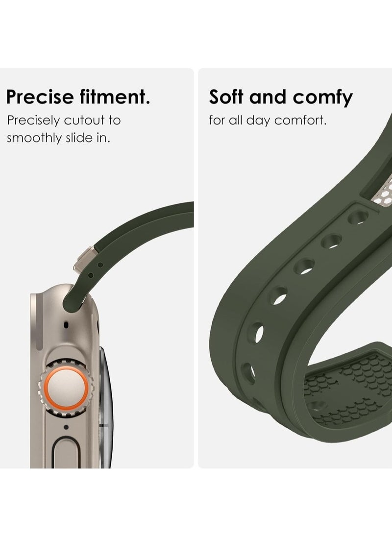 Generic - Luxury Sport Durable Rugged Watch Band Designed for Apple Watch Ultra 1/2 49mm 46mm 45mm 44mm 42mm, Soft Silicone Strap with Mesh TPU and Stainless Steel Buckle for iwatch Series 10 9 8 7 6 5 4 3 2 1 SE - Image 1