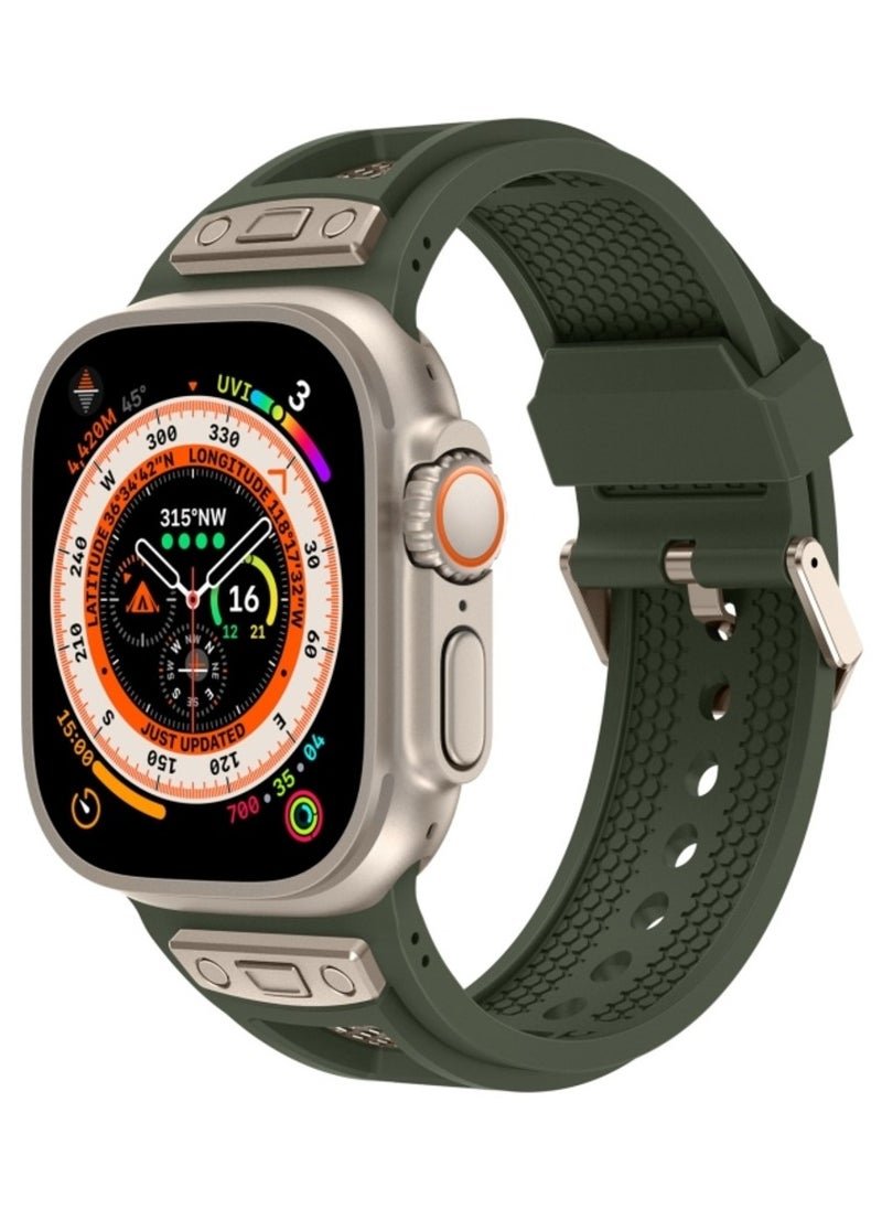 Generic - Luxury Sport Durable Rugged Watch Band Designed for Apple Watch Ultra 1/2 49mm 46mm 45mm 44mm 42mm, Soft Silicone Strap with Mesh TPU and Stainless Steel Buckle for iwatch Series 10 9 8 7 6 5 4 3 2 1 SE - Image 1