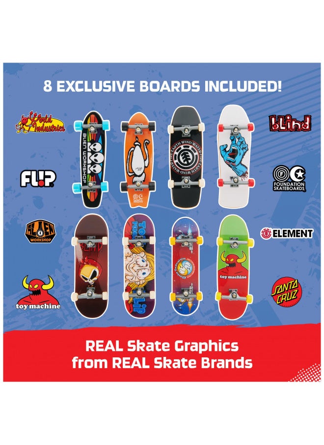 Tech Deck TECH DECK, 25th Anniversary 8-Pack Fingerboards with Exclusive Figure, Collectible and Customizable Mini Skateboards, Kids Toys for Ages 6 and up  - Image 2