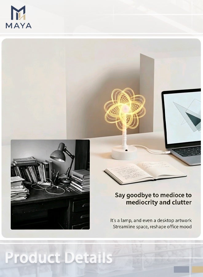 Maya Lucky Clover Night Light, 3D Acrylic LED Desk Lamp with Optical Illusion, Warm White USB Light for Bedside, Gift, Home & Office Decor - Image 2