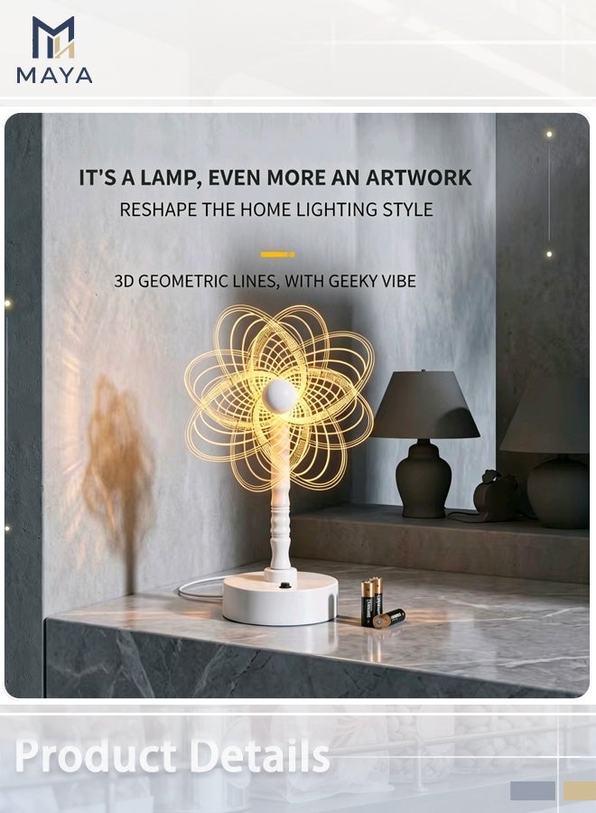 Maya Lucky Clover Night Light, 3D Acrylic LED Desk Lamp with Optical Illusion, Warm White USB Light for Bedside, Gift, Home & Office Decor - Image 4