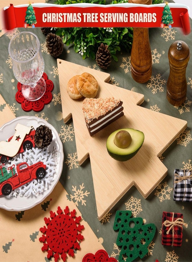 AWIZOM Christmas Bamboo Cutting Board Christmas Tree Shape Serving Board Wood Kitchen Chopping Board Decorative Wood Cheese Charcuterie Board for Housewarming Christmas Xmas Present,11.02x14.96x0.59" - Image 5