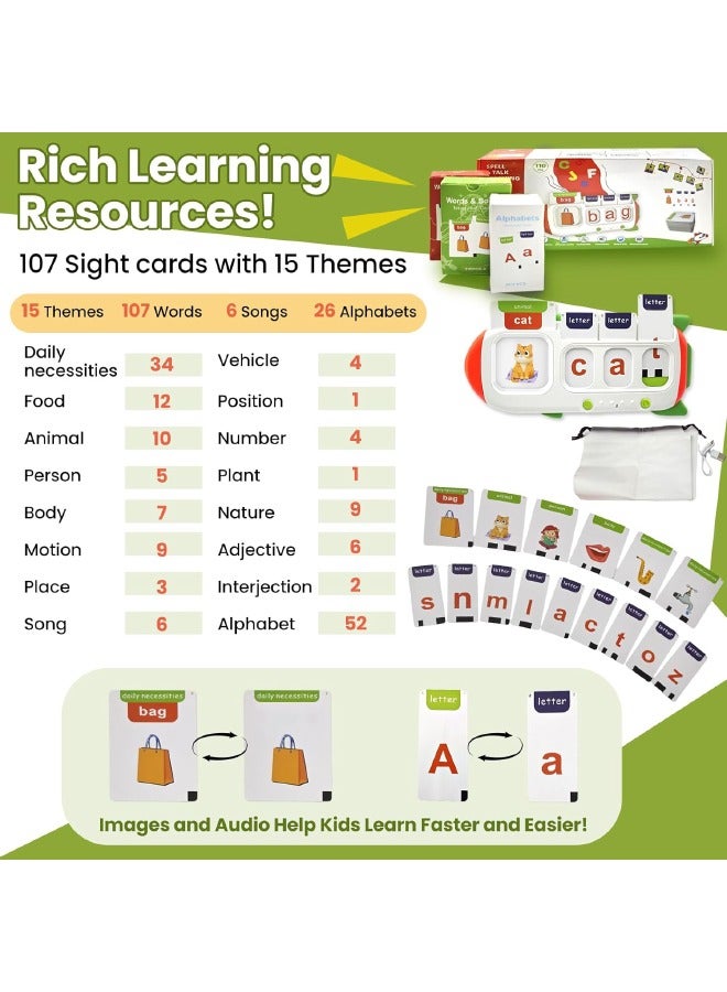 Alphabet Talking Flash Cards for Kids, Words Spelling Games, Teach Kids ABC Letters  Words, Montessori Learning Toys, Combine Words Based on Pictures, for Preschool Boys Girls - Image 5