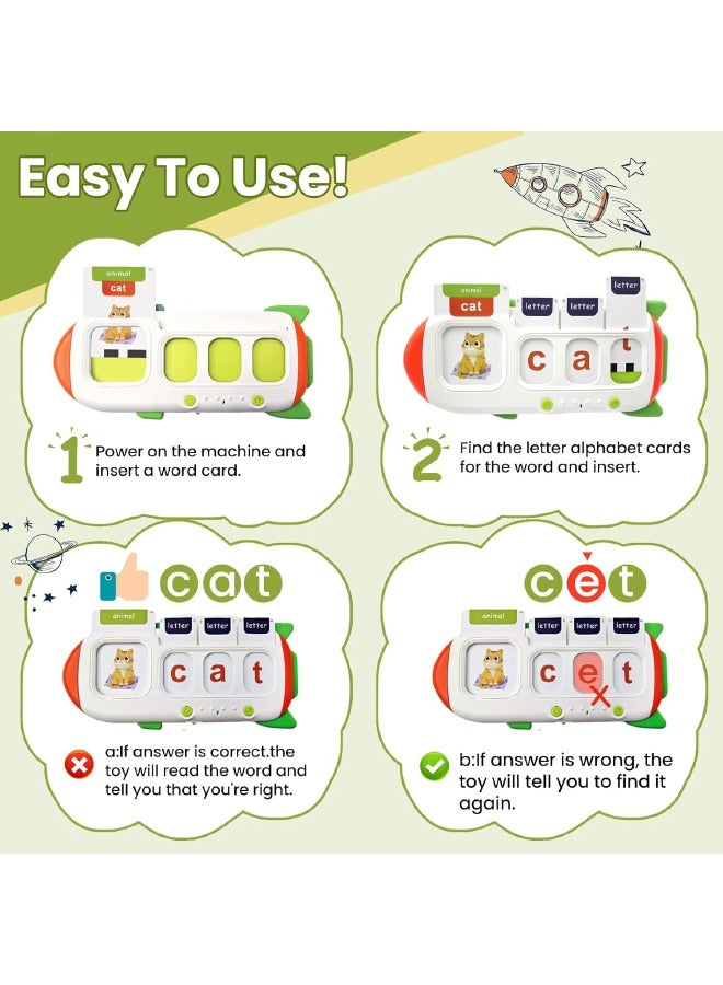 Alphabet Talking Flash Cards for Kids, Words Spelling Games, Teach Kids ABC Letters  Words, Montessori Learning Toys, Combine Words Based on Pictures, for Preschool Boys Girls - Image 4