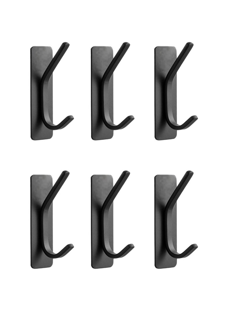 Self Adhesive Hooks 6 Pieces, Brushed Stainless Steel Adhesive Door Hooks, Heavy Duty Wall Hooks for Hanging Towels, Robes, Coats, Keys, Calendars Bathroom Home Kitchen, No Drill Glue Needed - Image 1